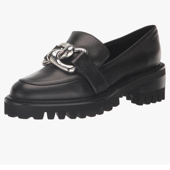 New Aerosoles Women’s Lilia Loafers Black Leather Size 8 Shoes Chunky Flats Work - Picture 3 of 12